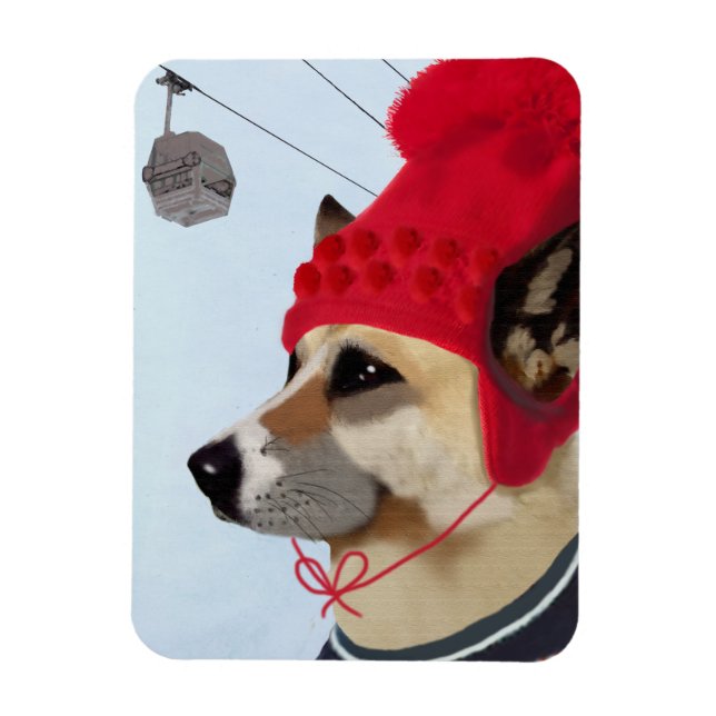 Dog in Ski Sweater Magnet (Vertical)