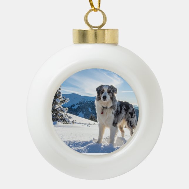 Dog in Snow Ornament (Front)