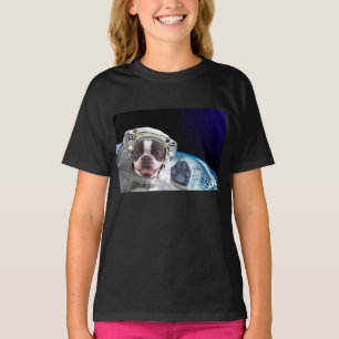 Dog in Space Boston Terrier Premium T-Shirt