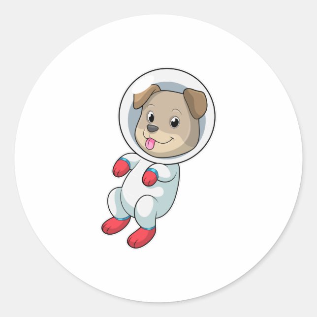 Dog in Space in Suit Classic Round Sticker (Front)