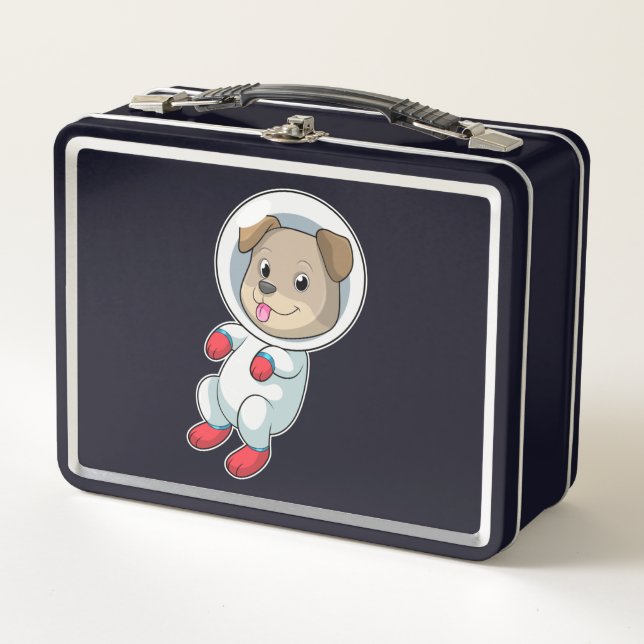 Dog in Space in Suit Metal Lunch Box (Front)