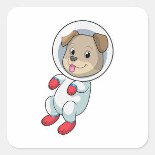 Dog in Space in Suit Square Sticker
