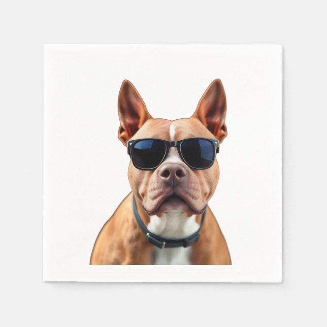 Dog in Sunglasses Paper Napkin (Front)