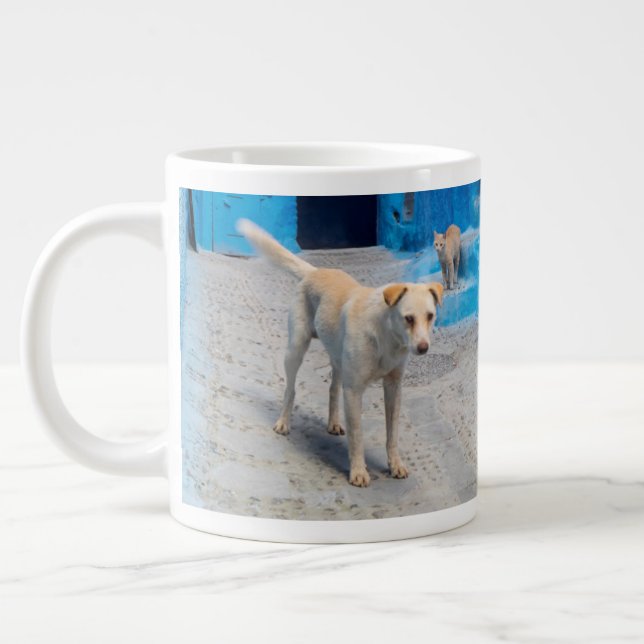 Dog in the Blue City Large Coffee Mug (Left)