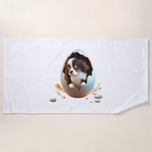 dog in the egg beach towel