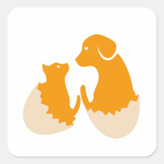 dog in the egg square sticker