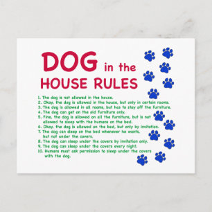 Dog in the house rules - rules to live by postcard