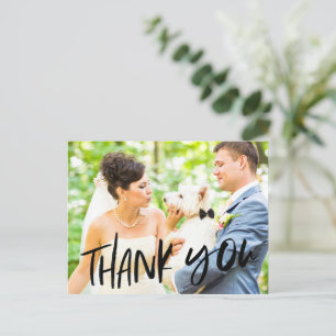 Dog in Wedding Photo Thank You Postcard