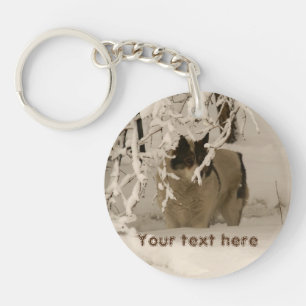 Dog in winter key ring