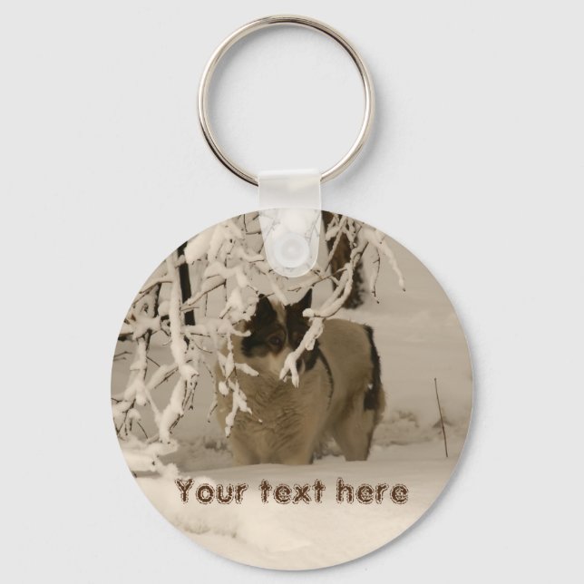 Dog in winter key ring (Front)