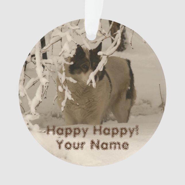 Dog in winter ornament (Front)
