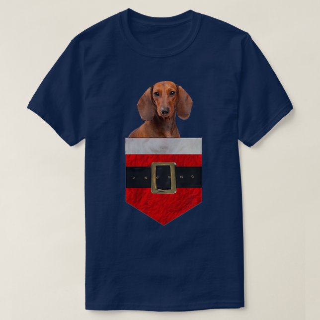 Dog in your Pocket Santa Dachshund  T-Shirt (Design Front)