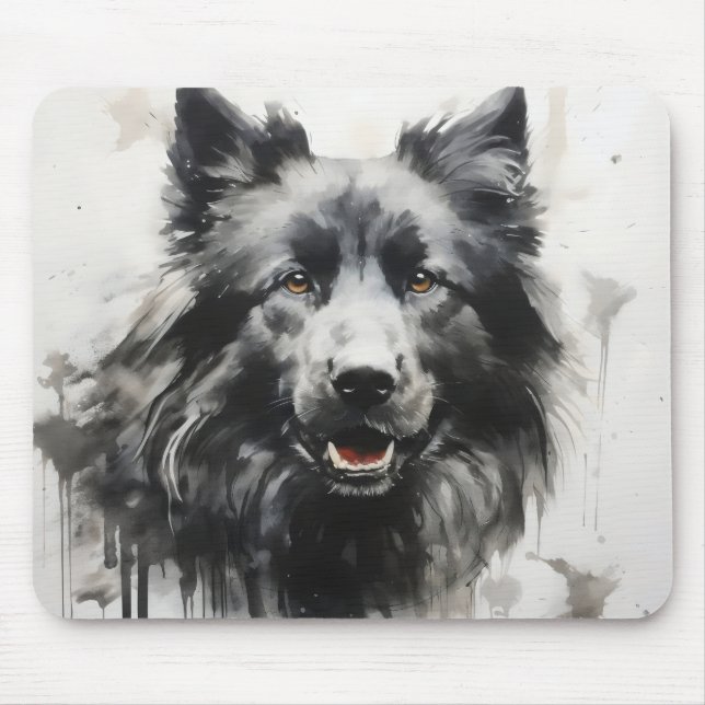 Dog Ink Painting Mouse Mat (Front)