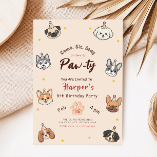 DOG Invitation, Cute Puppy Dog Birthday Invitation