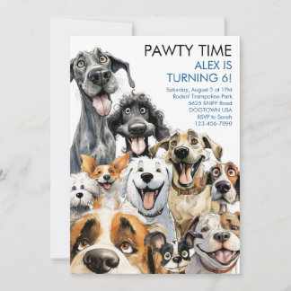 Dog Invitation Funny Birthday Party Kids Invite