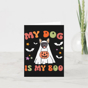 Dog Is Boo Black French Bulldog Halloween Costume Card