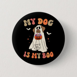 Dog Is Boo Ghost Spooky Halloween Dog Lover Groovy 6 Cm Round Badge