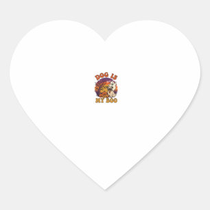 Dog Is Boo Halloween Pug Ghost Pumpkins_1 Heart Sticker