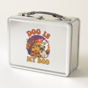 Dog Is Boo Halloween Pug Ghost Pumpkins_1 Metal Lunch Box