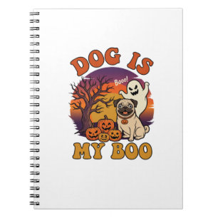 Dog Is Boo Halloween Pug Ghost Pumpkins_1 Notebook