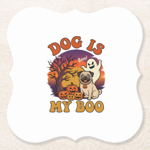 Dog Is Boo Halloween Pug Ghost Pumpkins_1 Paper Coaster