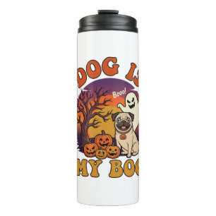 Dog Is Boo Halloween Pug Ghost Pumpkins_1 Thermal Tumbler