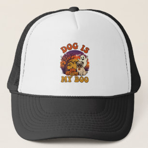 Dog Is Boo Halloween Pug Ghost Pumpkins_1 Trucker Hat