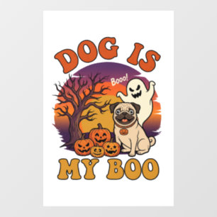 Dog Is Boo Halloween Pug Ghost Pumpkins_1 Window Cling