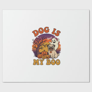 Dog Is Boo Halloween Pug Ghost Pumpkins_1 Wrapping Paper