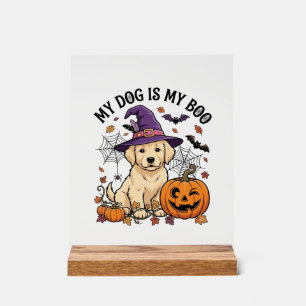 Dog Is Boo Halloween Witch Puppy Pumpkin_1 Acrylic Sign