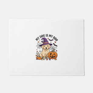 Dog Is Boo Halloween Witch Puppy Pumpkin_1 Doormat