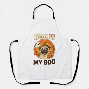 Dog Is Boo Pug Halloween Ghost Pumpkin Apron