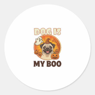 Dog Is Boo Pug Halloween Ghost Pumpkin Classic Round Sticker