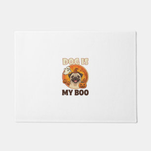 Dog Is Boo Pug Halloween Ghost Pumpkin Doormat