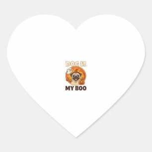 Dog Is Boo Pug Halloween Ghost Pumpkin Heart Sticker