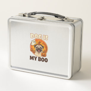 Dog Is Boo Pug Halloween Ghost Pumpkin Metal Lunch Box