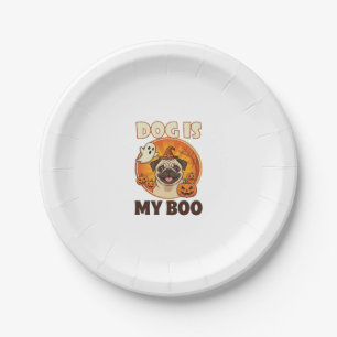 Dog Is Boo Pug Halloween Ghost Pumpkin Paper Plate