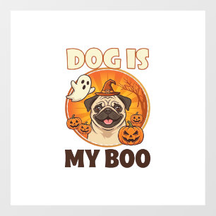 Dog Is Boo Pug Halloween Ghost Pumpkin Window Cling
