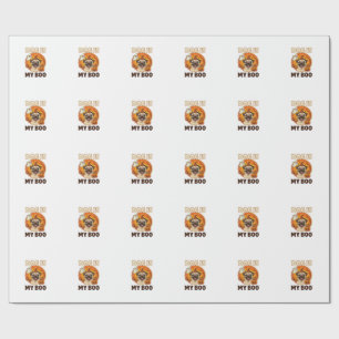 Dog Is Boo Pug Halloween Ghost Pumpkin Wrapping Paper