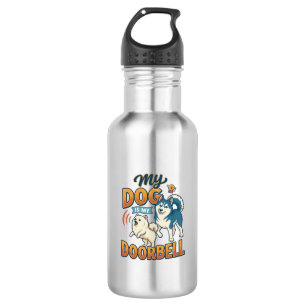 Dog Is Doorbell Barking White Blue_1 532 Ml Water Bottle