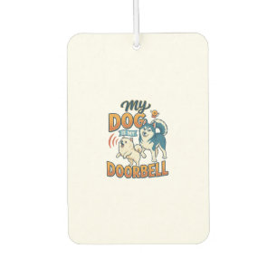 Dog Is Doorbell Barking White Blue_1 Car Air Freshener