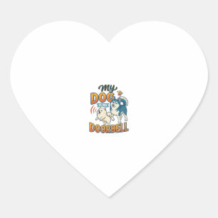 Dog Is Doorbell Barking White Blue_1 Heart Sticker
