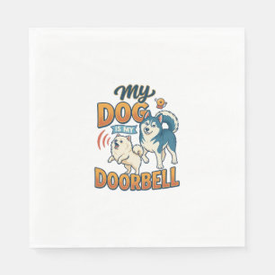 Dog Is Doorbell Barking White Blue_1 Napkin