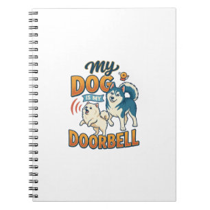 Dog Is Doorbell Barking White Blue_1 Notebook