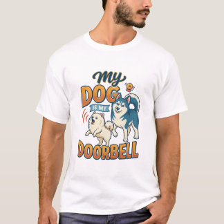 Dog Is Doorbell Barking White Blue_1 T-Shirt