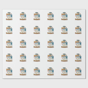 Dog Is Doorbell Barking White Blue_1 Wrapping Paper