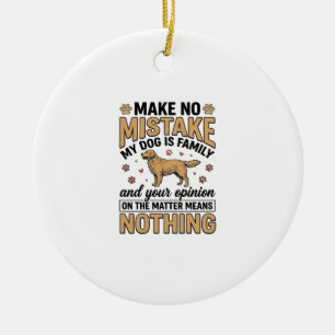 Dog Is Family Vintage Retriever Typography Design_ Ceramic Tree Decoration