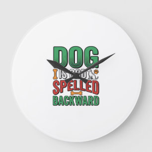 Dog Is God Spelled Backward Vintage Pet Lover Desi Large Clock