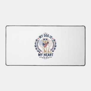 Dog Is Heart American Flag Sunglasses_1 Desk Mat