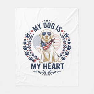 Dog Is Heart American Flag Sunglasses_1 Fleece Blanket